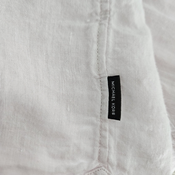 Michael Kors Slim Fit Shirt Linen Light Pink Long Sleeve Button Collared Large - Picture 5 of 6
